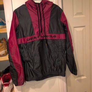Burgundy and black windbreaker quarter zip